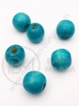 Bilă de lemn 16x18mm gaură albastră 4mm 40g ~22buc 321248