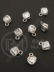 Pandantiv metalic cu zirconiu 9x7x5mm culoare argintie 1 pachet 5 buc 335454