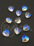 Inimă cristal 10x10x7mm imitație Swarovski efect AB transparent 1 pachet 5 buc 335393