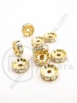 șaibă 10x3.5mm cu cristale AB aurii 10 buc 301398