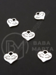 Pandantiv metalic cu inimă 9.5x10mm, culoare argintie, 1 pachet, 30 buc. 306310