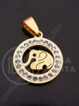 Pandantiv oțel cu cristal 20mm 1 buc 307422