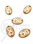 Oval din lemn cu trifoi 25x16mm gaură 2mm 1 pachet 10buc 181571