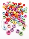 Mărgele 7x4mm numere colorate MIX gaură 1.3mm 1 pachet 40g ~285 buc 312731