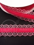 Panglică de satin dantelă cyclam 28mm 1 pachet 5 metri 451367