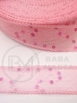 Panglică roz cu paiete 26mm, 1 pachet, 5 metri, 451410