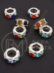 Mărgele metallice cu cristale 20x9mm mix 1 buc 309888