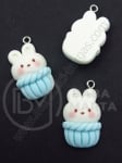 Pendant iepure din rășină ~25x~16mm gaură 2mm 1 paquet 2 buc 335871