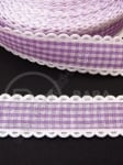 Panglică 22mm carouri mov cu dantelă 1 pachet 5 metri 451455