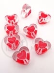 Mărgele inimă 16x10mm transparent cu red 1 pachet ~40g ~23 buc 312783