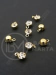 Pandantiv cu cristal 7.5x4.5mm culoare aurie 1 pachet 10 buc 307466