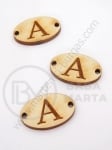 Țiglă de lemn 25x16x3mm litera <b>A</b> gaură 2.5mm 1 paquet 10buc 182240