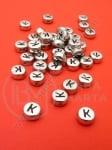 Mărgele 7x4mm lettera K metalică gaură 1mm 1 pachet 100 buc 318610