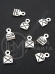 Pandantiv metalic cu literă 12x7mm, culoare argintie, 1 pachet, 20 buc. 306212