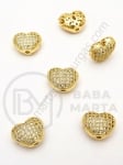 Margele inimă 9x11x5.5mm cu zirconii forjat 1 bucată 305262