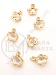 Pandantiv metalic floare cu cristal 13x9x6mm color aurie 1 pachet 10 buc 335439