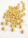 Mărgele metallice 6.5x3.5mm aurii, gaură 2mm, 30 buc. 308895