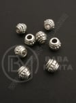 Margele metallice 8x6.5mm color argintie, gaură 3.5mm, 10 buc. 308519