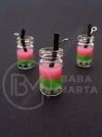 Pandantiv borcan de sticla 18x10mm cu smoothie de fructe 1 pachet 2 bucati 335593