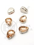 Piatra de sticla (cristal) 10x14mm pearsică în coș metalic 1 pachet 2 buc 151645